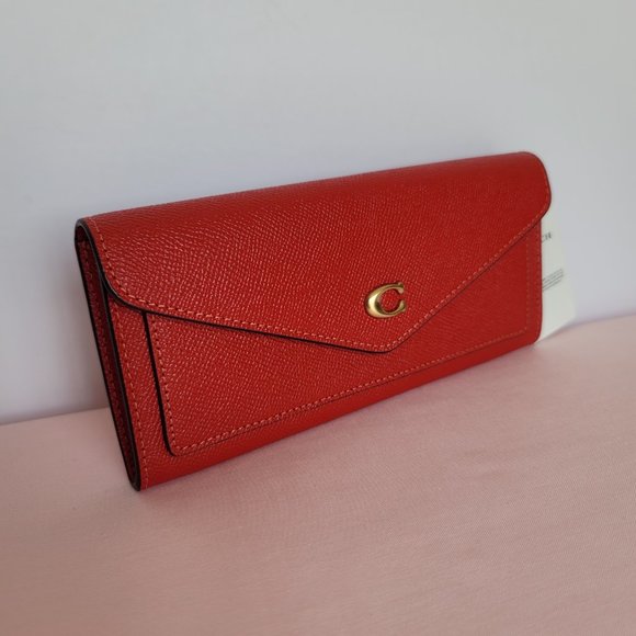 COACH Wyn Crossgrain Leather Wallet –Sport Red color⭐ - Picture 3 of 16